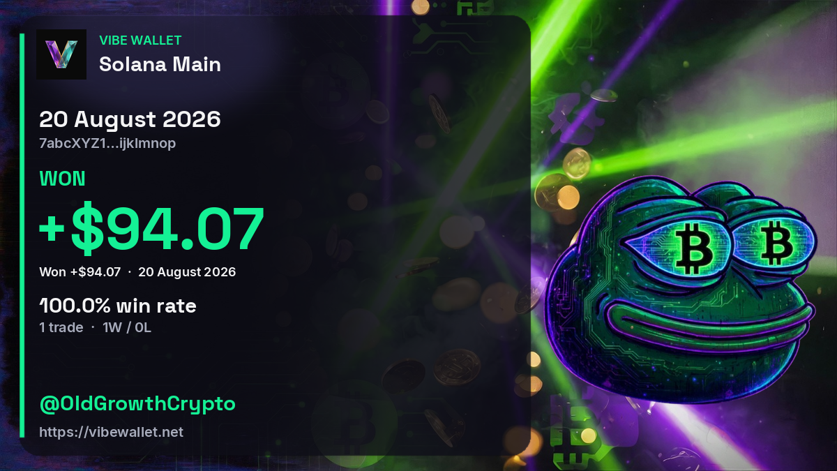VIBE P/L share card with Pepe